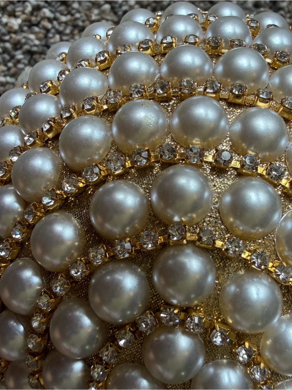 Pearl and Rhinestone Encrusted Gold Orb Evening Bag - Picture 10 of 13